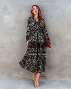 Gracie Printed Chiffon Midi Dress - FINAL SALE -clothes Sales Gracieprintedchiffonmididress143