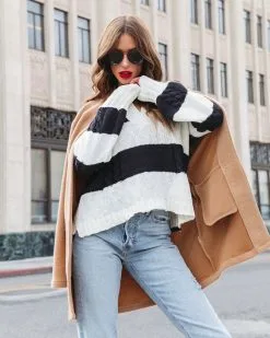 Hamptons Getaway Striped Lightweight Sweater - Black - FINAL SALE