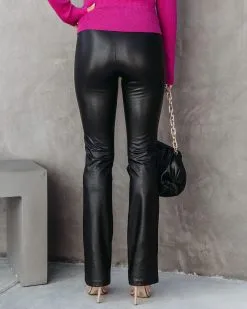 Harley Lace Up Faux Leather Pants - Black - FINAL SALE -clothes Sales Harleylaceupfauxleatherpantsblack Tanyamockneckknitlongsleevetopfuschia4