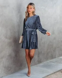 Harlyn Velvet Tie Dress - Grey - FINAL SALE 8 Harlyn Velvet Tie Dress - Grey - FINAL SALE -clothes Sales Harlynvelvettiedress100