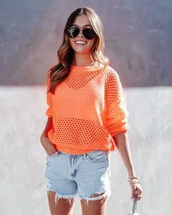 Have A Blast Knit Sweater - Neon Orange -clothes Sales Haveablastknitsweaterneonorange7