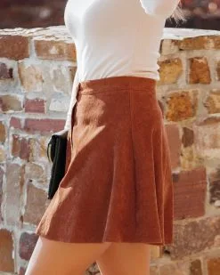 SHE -001 Hazelnut Button Down Corduroy Mini Skirt - Camel - FINAL SALE -clothes Sales HazelnutButtonDownCorduroyMiniSkirtCamel11