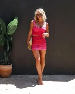 BLUE-001 Unforgettable Summer Knit Cotton Blend Mini Skirt