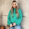 Russ Mock Neck Ribbed Sweater - Green - FINAL SALE