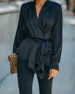 Motivation Satin Drape Wrap Blouse - Black - FINAL SALE 12 Motivation Satin Drape Wrap Blouse - Black - FINAL SALE -clothes Sales IMG 0153 8938c20b 1b6c 4fbf a28f f7f32d31678a