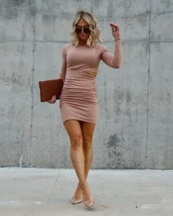 James Ribbed Cutout Mini Dress - Camel - SALE -clothes Sales IMG 0159 f7a203ad d537 45b3 96c3 6e807b402d12