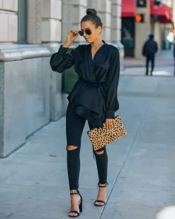 Motivation Satin Drape Wrap Blouse - Black - FINAL SALE 17 Motivation Satin Drape Wrap Blouse - Black - FINAL SALE -clothes Sales IMG 0304 62e4c582 eda8 4049 9244 c9db9e02c8ea