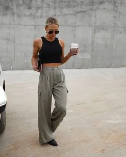 IDEM-001 Taking It Back High Waisted Wide Leg Cargo Pants - Olive -clothes Sales IMG 0808 3c1f444a 40c2 41ba 9a0b 6e023f86aa55
