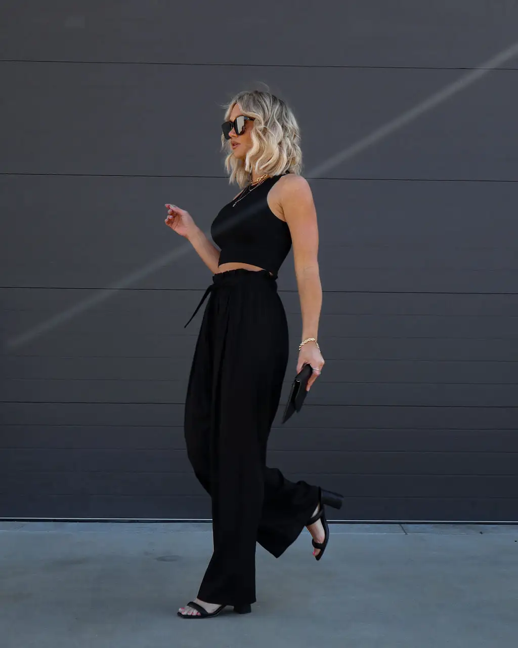 AAKA-001 Del Ray Waist Tie Wide Leg Pants - Black - SALE 6 AAKA-001 Del Ray Waist Tie Wide Leg Pants - Black - SALE - Image 6