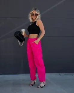 LUMI-001 Old Skool Cargo Nylon Pants - Fuchsia - SALE -clothes Sales IMG 1044