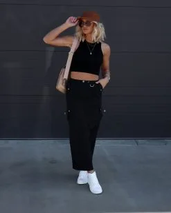 EMOR-001 Millennium Dreams Nylon Cargo Maxi Skirt - Black - SALE -clothes Sales IMG 1079 7aa3e8da f8ae 40fc 920d ed9119fcf506