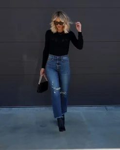 EMOR-001 Drascilla Pointelle Knit Ribbed Bodysuit - Black - FINAL SALE -clothes Sales IMG 1144 73514cbf f3bc 4ccb 9539 53df2bbae096