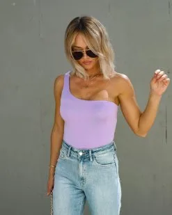 HYFV-001 Made You Look One Shoulder Bodysuit - Lilac -clothes Sales IMG 11532