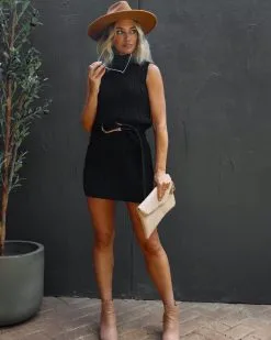 Rowen Cable Knit Mock Neck Sweater Dress - Black - FINAL SALE -clothes Sales IMG 1696 840c3195 fd86 4140 a9c6 016cd236ad26