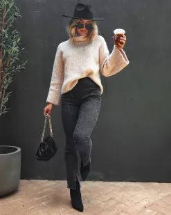 Warmest Wishes Knit Cowl Neck Bell Sleeve Sweater - Oatmeal - FINAL SALE