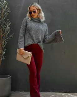 Warmest Wishes Knit Cowl Neck Bell Sleeve Sweater - Grey - FINAL SALE