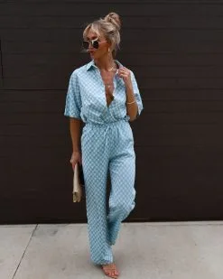 BLUE-001 Check Yourself Cotton Blend Drawstring Pants - Blue - SALE -clothes Sales IMG 2551 e04a0754 8aae 47b7 8541 fcf95716436d