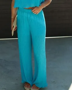Miami Vice High Waisted Wide Leg Pants - Aqua