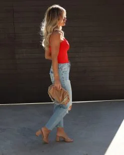 BLUE-001 Breaking Rules Ruched Hook Bodysuit - Red -clothes Sales IMG 26592