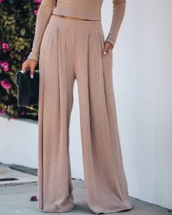 Hermosa Pocketed Ribbed Wide Leg Pants - Mocha - FINAL SALE -clothes Sales IMG 3260 ed68b00a 315f 4660 bd2f be1a25c64b25
