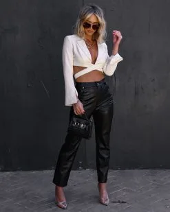 Sabine Cropped Wrap Blazer - Taupe - FINAL SALE