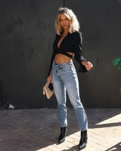 Sabine Cropped Wrap Blazer - Black - FINAL SALE -clothes Sales IMG 3669 546358ef 2523 4116 b77d 9befb0f6121a