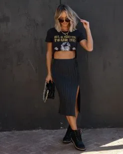 LOVE-003 Gilmore Knit Drawstring Midi Skirt - SALE