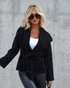 True Class Act Pocketed Cardigan - Black - FINAL SALE