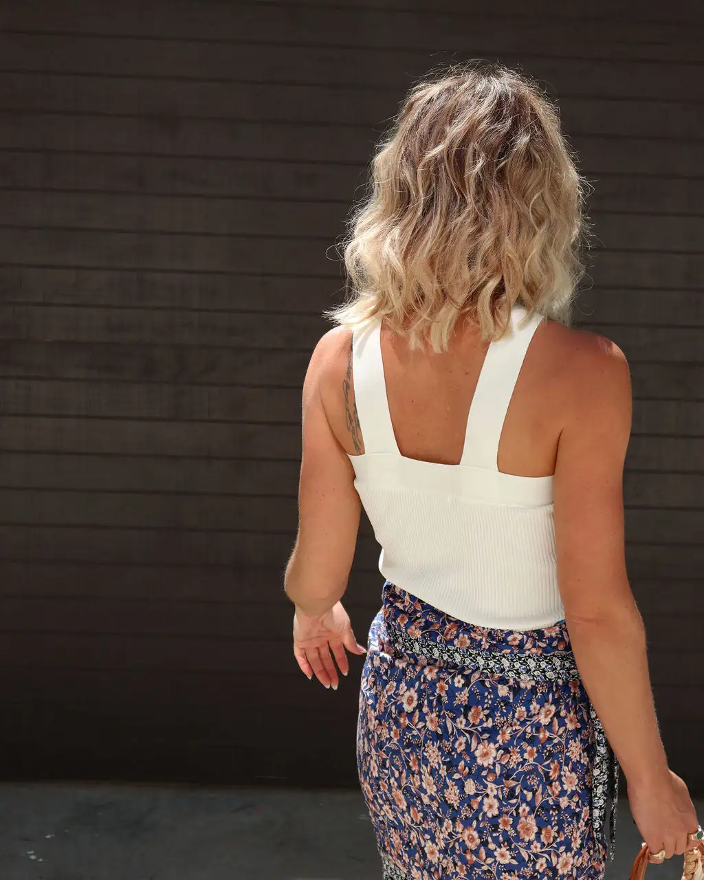 Alessia Ribbed Halter Top - White 2 Alessia Ribbed Halter Top - White - Image 2