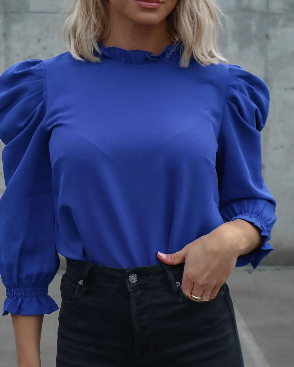Top Of The Throne Puff Sleeve Top - Cobalt - SALE 2 Top Of The Throne Puff Sleeve Top - Cobalt - SALE - Image 2