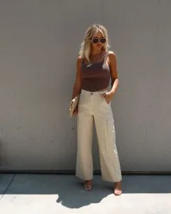 CHRY-001 Clarina Ribbed Square Neck Crop Top - Mocha -clothes Sales IMG 4632 0604d37d a2f3 4e26 b0fe ab0419b31c75