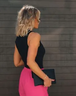 BLUE-001 Anything But Basic Ribbed Lettuce Hem Bodysuit - Black -clothes Sales IMG 5307 67dfb476 adc6 468d 8e7a b0c25c1da6ee