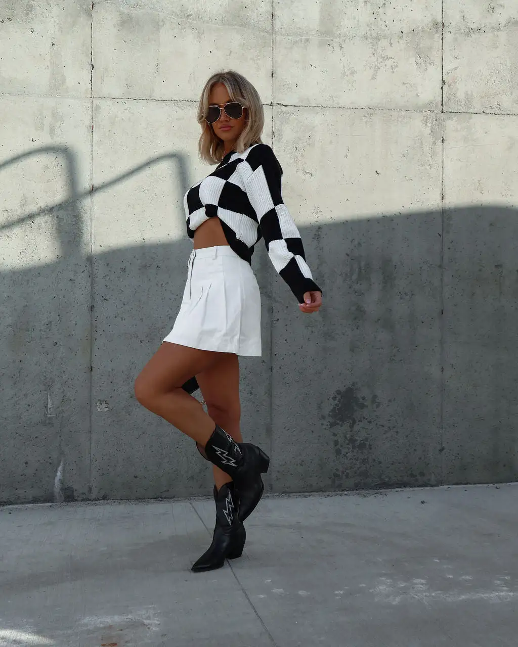 Morris Checkered Pullover Sweater - Black/White Combo - SALE 7 Morris Checkered Pullover Sweater - Black/White Combo - SALE - Image 7