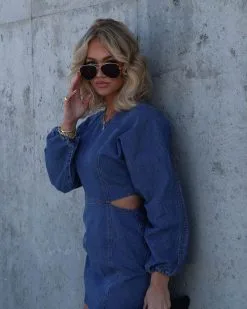 Genny Denim Cutout Mini Dress -clothes Sales IMG 65742