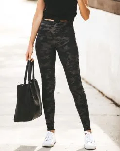 SPAN-001 Faux Leather Camo Leggings - FINAL SALE -clothes Sales IMG 6586