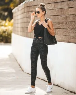 SPAN-001 Faux Leather Camo Leggings - FINAL SALE -clothes Sales IMG 6675