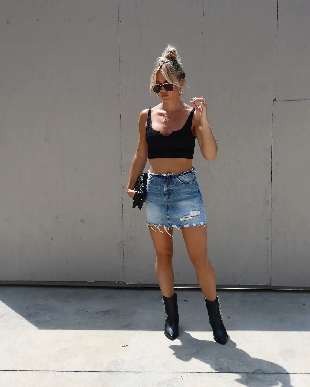 FLYI-001 Aveiro Distressed Denim Mini Skirt 6 FLYI-001 Aveiro Distressed Denim Mini Skirt - Image 6