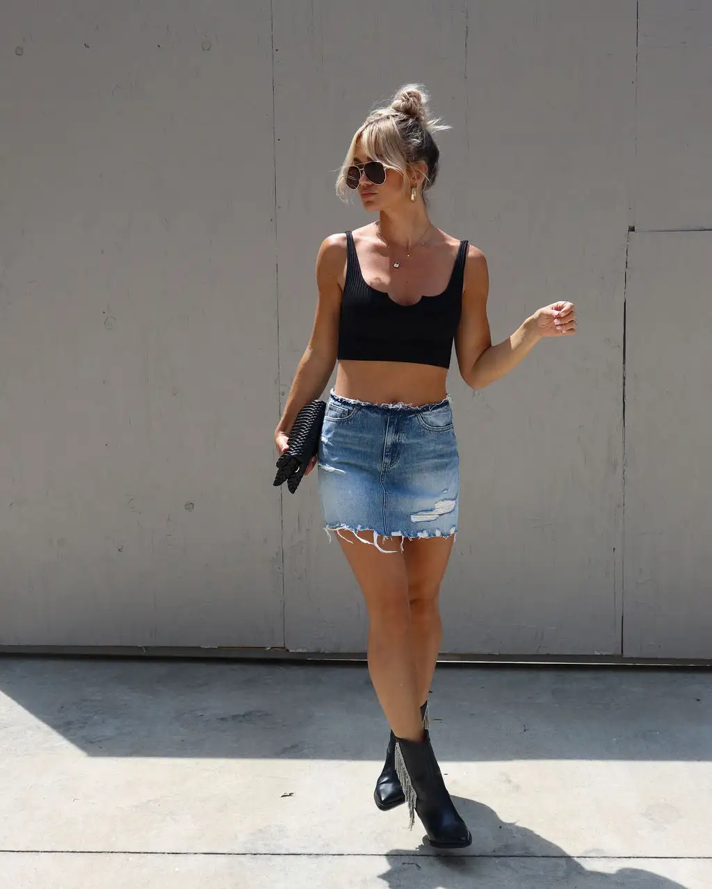 FLYI-001 Aveiro Distressed Denim Mini Skirt 7 FLYI-001 Aveiro Distressed Denim Mini Skirt - Image 7