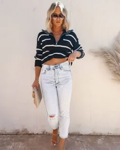 Reese Cotton Striped Half Zip Pullover Sweater - FINAL SALE -clothes Sales IMG 7248 fe646353 9a8c 46e8 ab10 d09873bda0c0