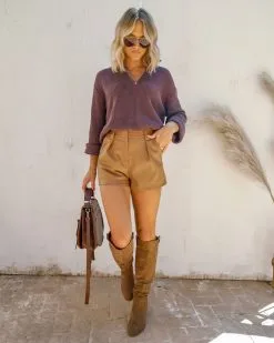 Sydney Cotton Knit Half Zip Pullover Sweater - Brown - FINAL SALE -clothes Sales IMG 7274 db212a55 a399 4ef9 91c6 381f444f29d6