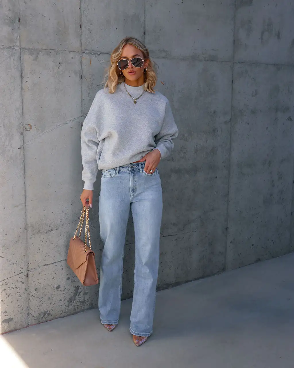 Woah Pocketed Cotton Blend Mock Neck Sweatshirt - Heather Grey - SALE 7 Woah Pocketed Cotton Blend Mock Neck Sweatshirt - Heather Grey - SALE - Image 7