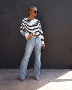 Chloe Knit Stripe Sweater - Black/White - SALE -clothes Sales IMG 7515 125e5c9c 7c1d 4c01 baaa a3012648e01c