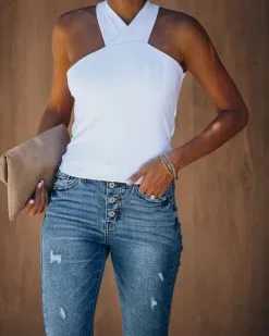 SAGE-001 Cross Paths Knit Tie Tank - White- FINAL SALE -clothes Sales IMG 7517 d9deb6e5 2a92 470f 8b87 cf8f49e39413