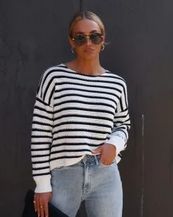 Chloe Knit Stripe Sweater - Black/White - SALE -clothes Sales IMG 7530 712e6c2d 2e53 4235 9adf 7e42ce9ef17c