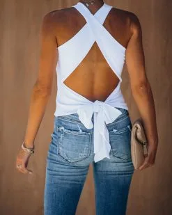 SAGE-001 Cross Paths Knit Tie Tank - White- FINAL SALE -clothes Sales IMG 7554 2aecb475 862c 45d2 ba02 e725f4218622