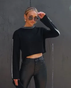 Envy Knit Exposed Stitching Sweater - Black/White - SALE -clothes Sales IMG 7689 3df7ca49 59dc 4fcf a70d 80ddd1abb29e