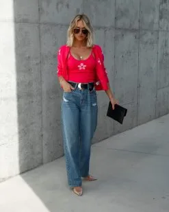 Sweetest Daisy Button Front Cardigan - Fuchsia - SALE -clothes Sales IMG 8026 8412f954 9acb 49e9 81b1 73e8e9a9af23