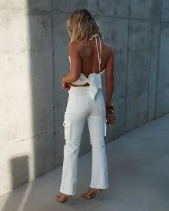 FATE-001 Such A Vibe Frayed Cotton Cargo Pants - White - SALE 10 FATE-001 Such A Vibe Frayed Cotton Cargo Pants - White - SALE -clothes Sales IMG 90992