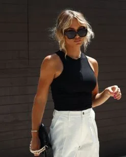 EMOR-001 Marsha Cotton Wide Leg Pants - White -clothes Sales IMG 93113