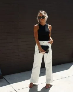 EMOR-001 Marsha Cotton Wide Leg Pants - White -clothes Sales IMG 93232